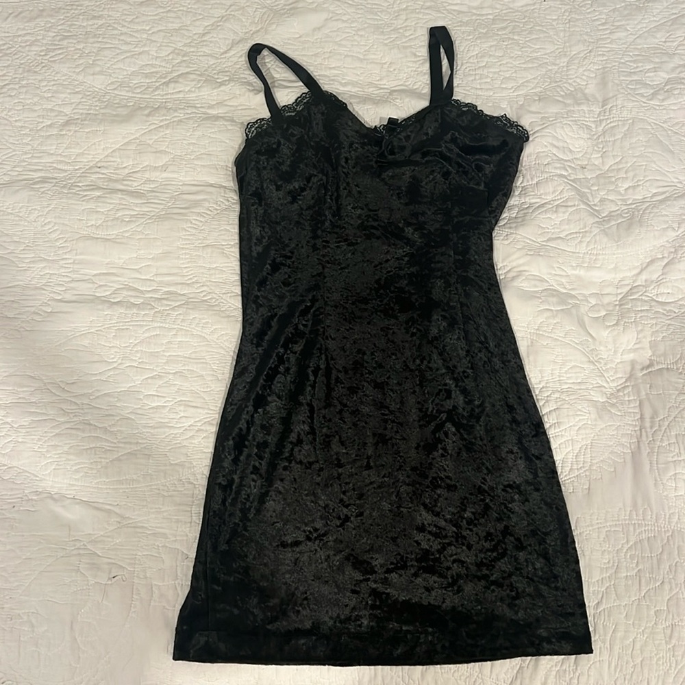 Vintage black velvet mini dress